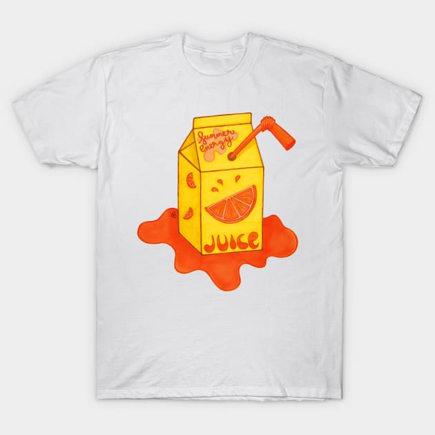 Orange Juice Box - A Refreshing Summer Drink T-Shirt by Elinaana